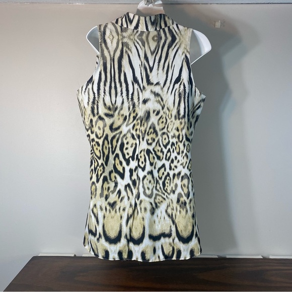 Milano Top Animal Print Sleeveless Women Top M Button Down - Picture 3 of 9
